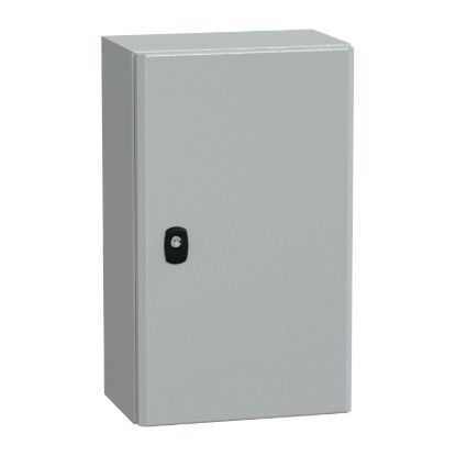 Picture of Wall mounted steel enclosure, Spacial S3D, plain door, with mounting plate, 500x300x200mm, IP66, IK10