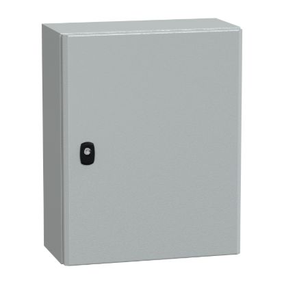 Picture of Wall mounted steel enclosure, Spacial S3D, plain door, with mounting plate, 500x400x200mm, IP66, IK10