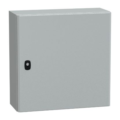Picture of Wall mounted steel enclosure, Spacial S3D, plain door, with mounting plate, 500x500x200mm, IP66, IK10