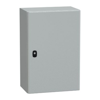 Picture of Wall mounted steel enclosure, Spacial S3D, plain door, with mounting plate, 600x400x250mm, IP66, IK10