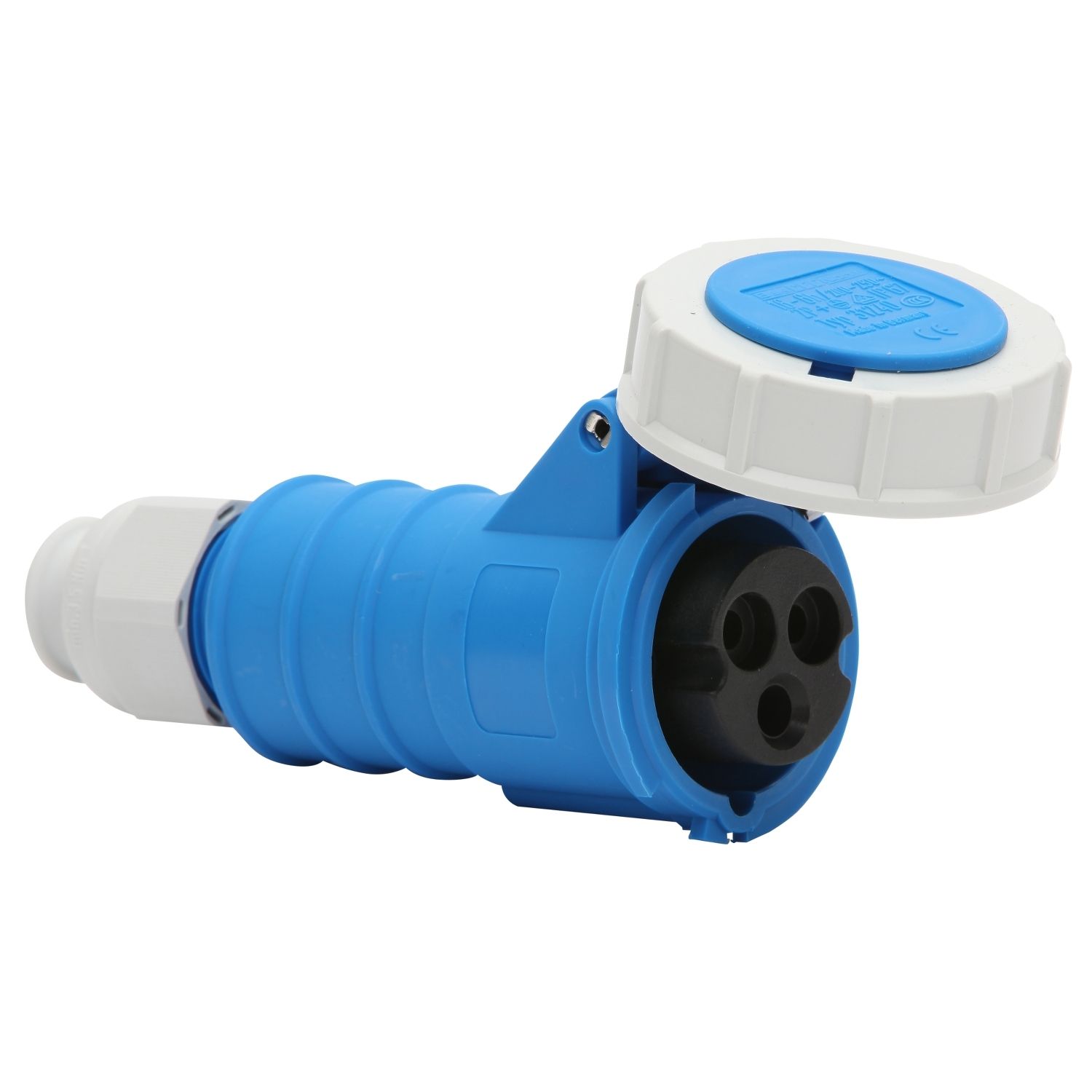 Picture of Cord Extension Socket, 16A, 230V, 3-Round Pin, IP67, Orange/Clear