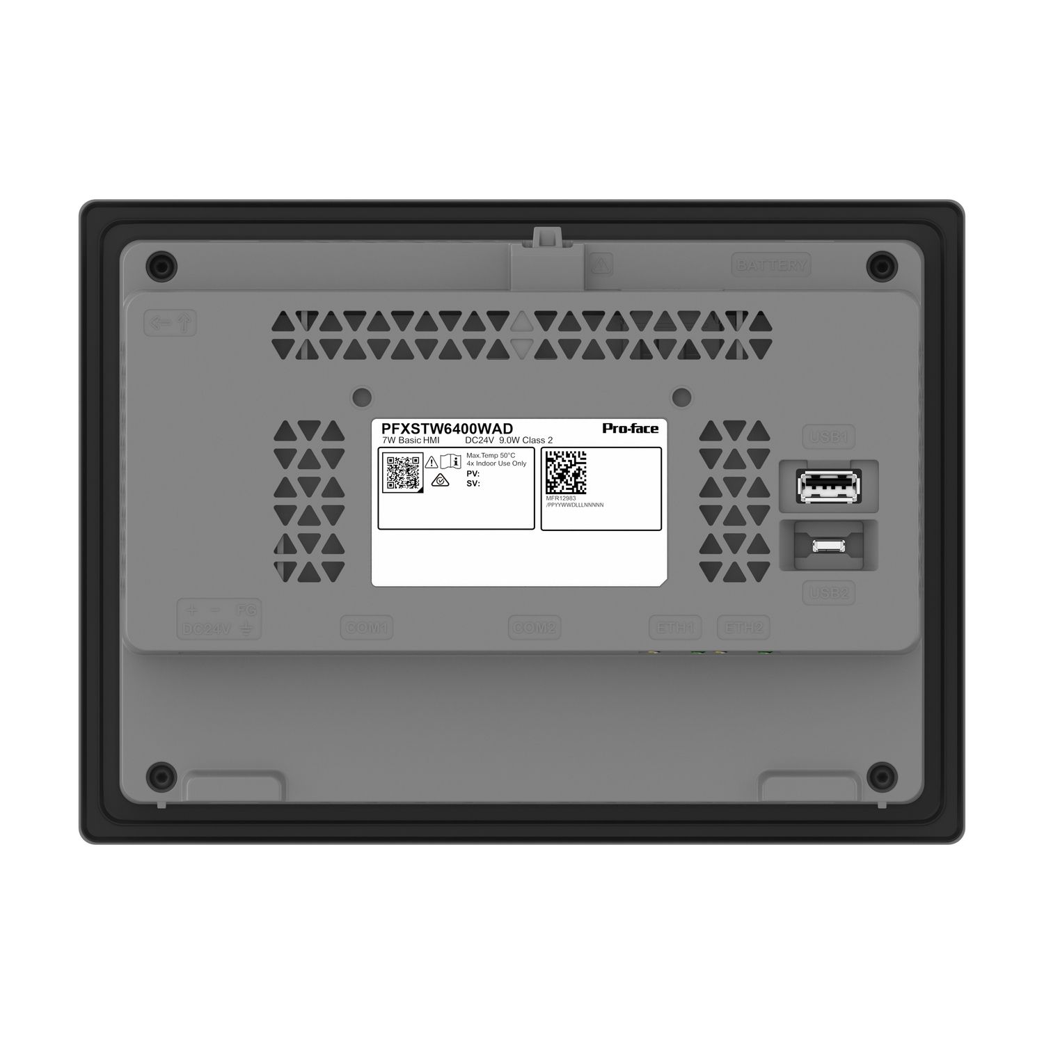 Picture of 7"W touch panel display, 1COM, 2Ethernet, USB host&device, 24VDC