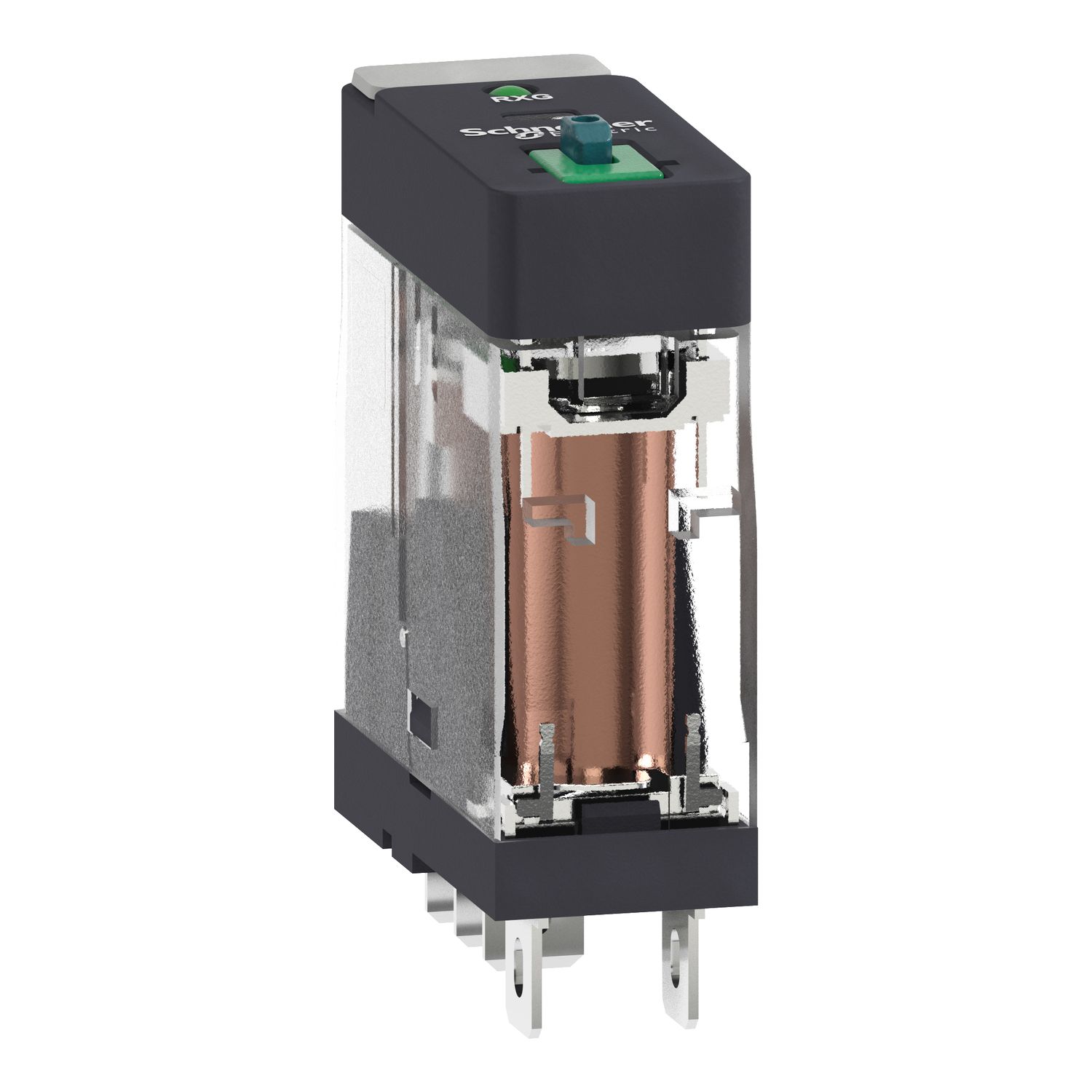 Picture of Interface plug in relay, Harmony Electromechanical Relays, 10A, 1CO, with LED, lockable test button, 12V DC