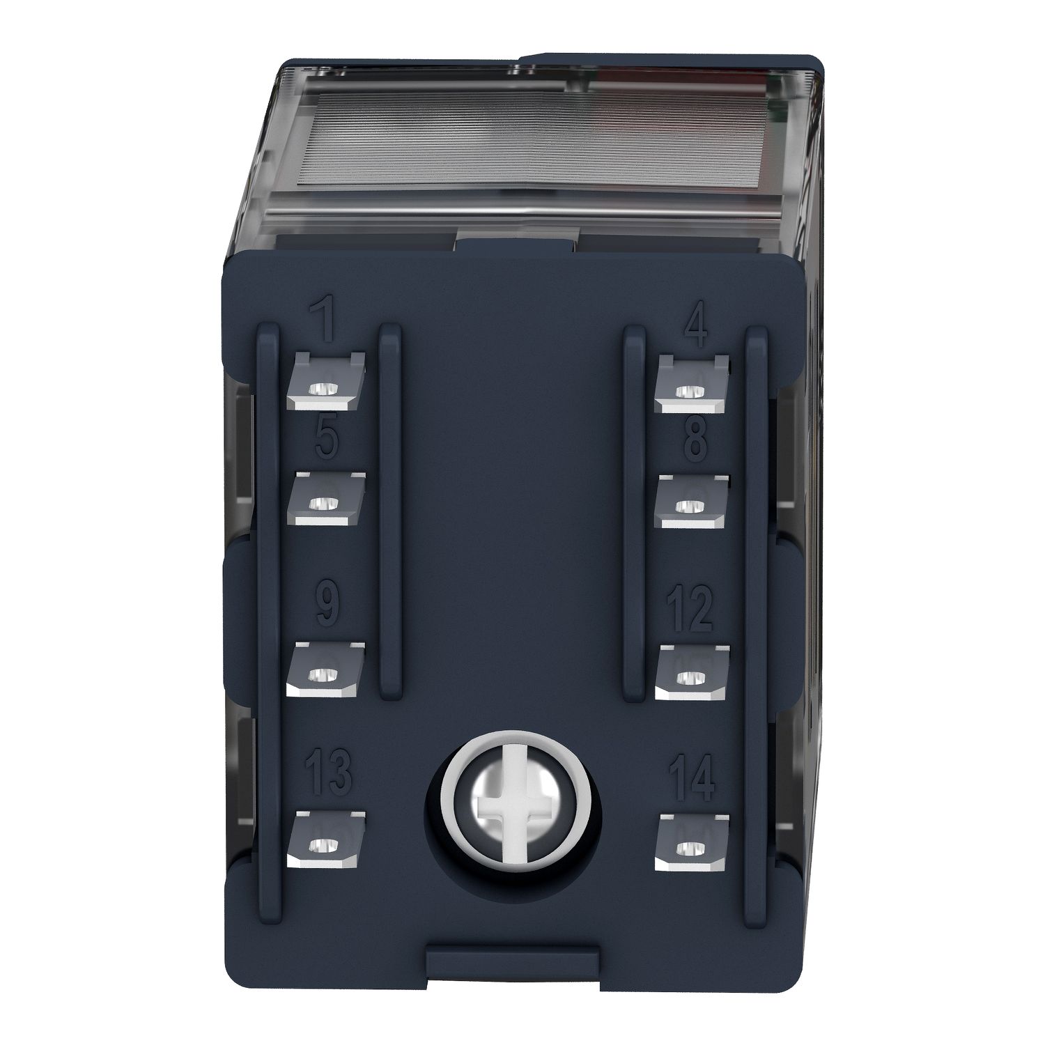 Picture of miniature plug in relay, Harmony Electromechanical Relays, 12A, 2CO, with LED, lockable test but to n, 230V AC