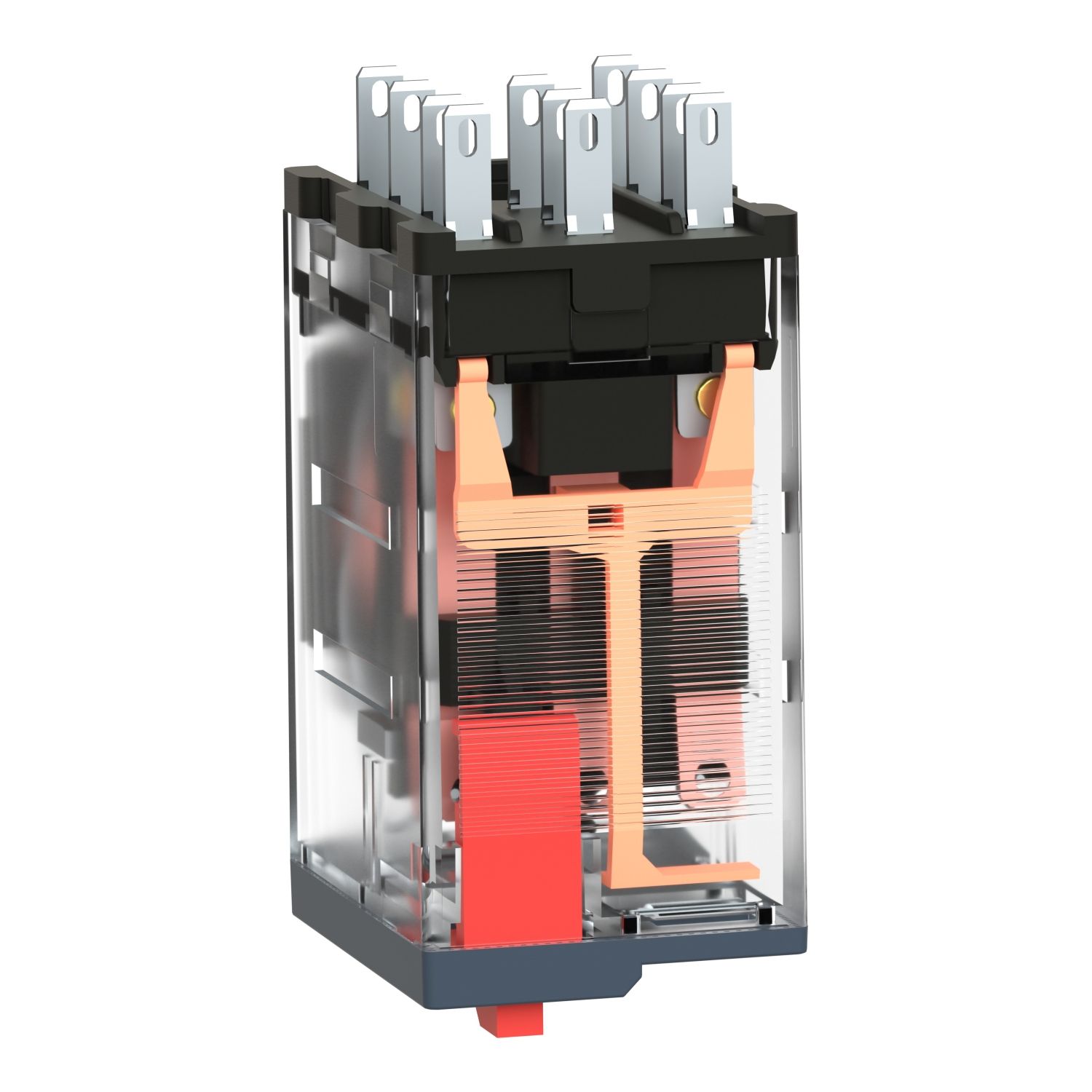 Picture of miniature plug in relay, Harmony Electromechanical Relays, 10A, 3CO, lockable test but to n, 230V AC