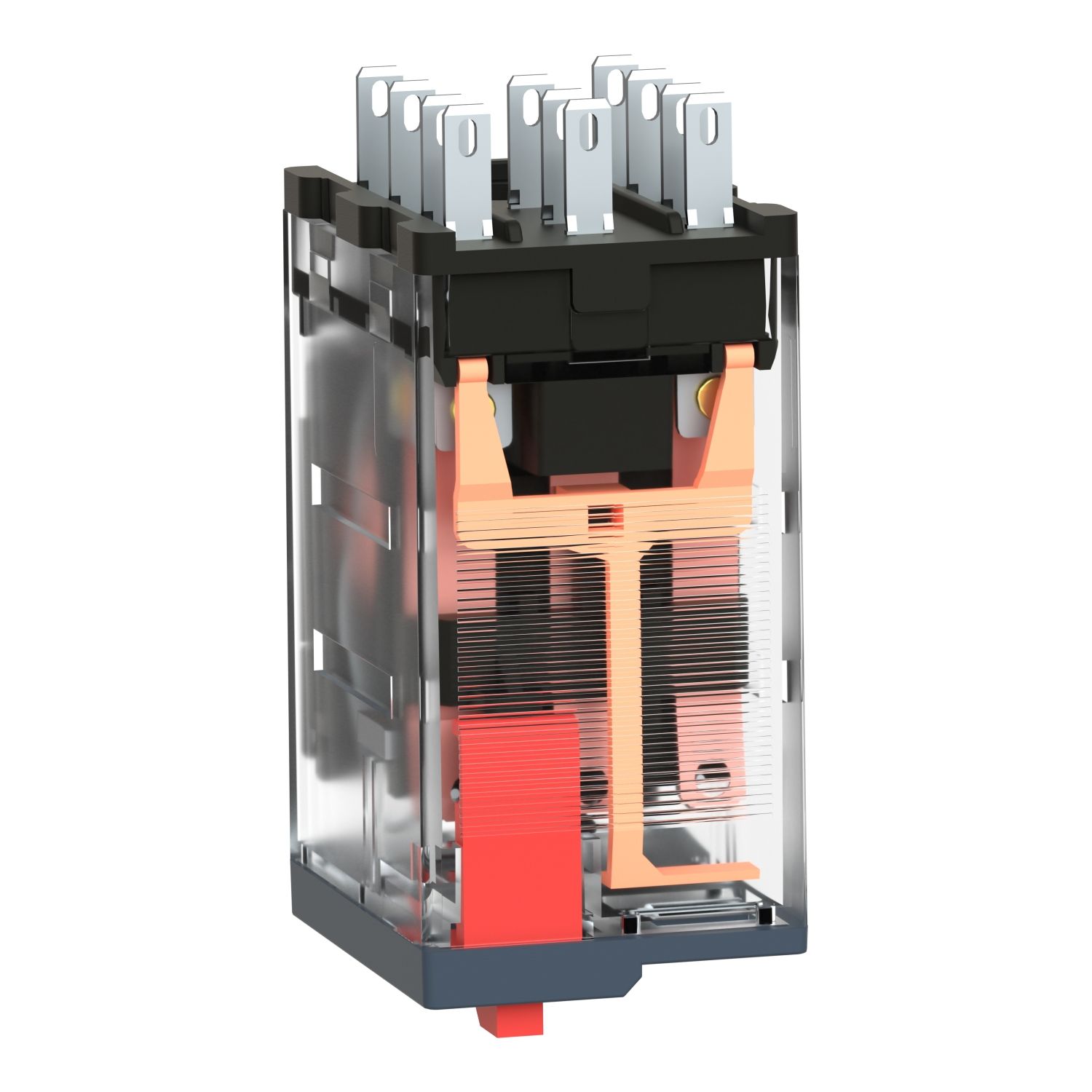 Picture of miniature plug in relay, Harmony Electromechanical Relays, 10A, 3CO, with LED, lockable test but to n, 230V AC