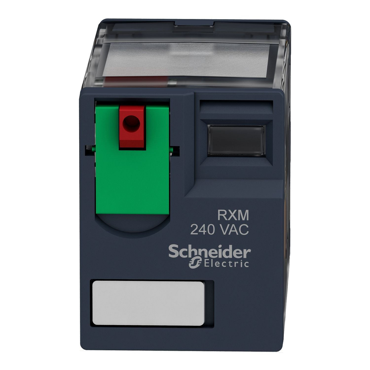 Picture of miniature plug in relay, Harmony Electromechanical Relays, 6A, 4CO, lockable test but to n, 240V AC