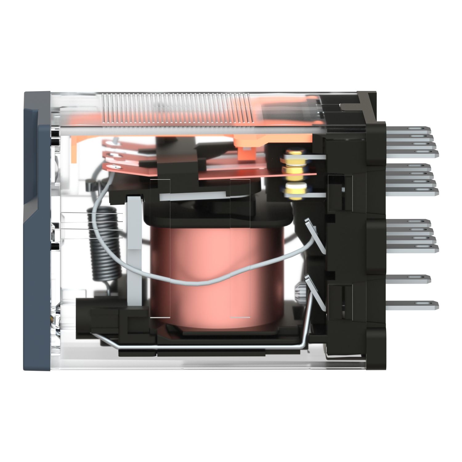 Picture of miniature plug in relay, Harmony Electromechanical Relays, 6A, 4CO, with LED, 24V DC