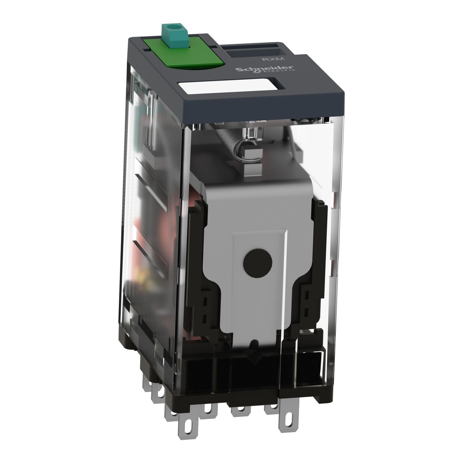 Picture of miniature plug in relay, Harmony Electromechanical Relays, 3A, 4CO, lockable test but to n, 24V DC