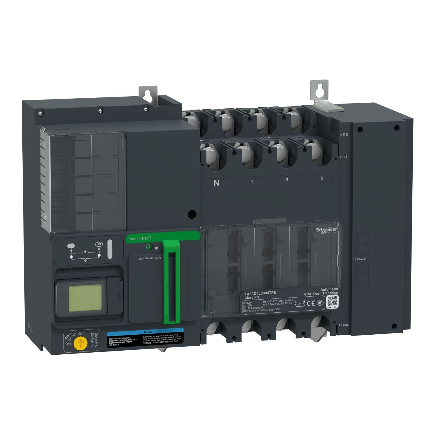 Picture of active automatic transfer switch, TransferPacT, 800A, 400V, 4P, LCD, frame 800A