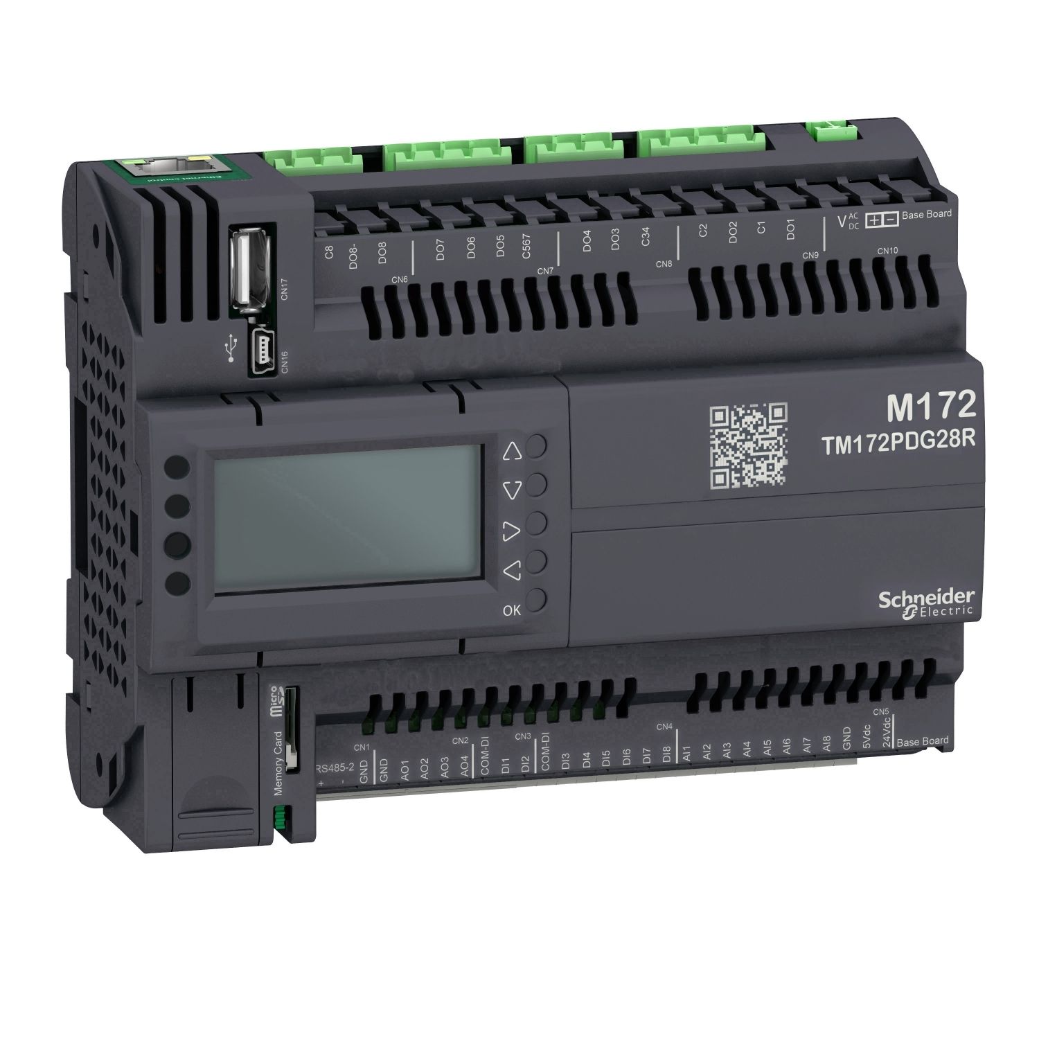 Picture of Controller, Modicon M171/M172/M173, performance, display, 28 IO, Ethernet, Modbus