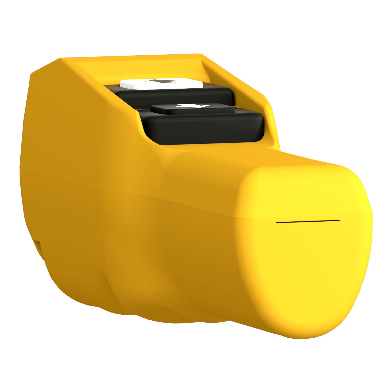 Picture of Pendant control station, Harmony XAC, plastic, yellow, pistol grip, 2 booted push buttons with NO+NC