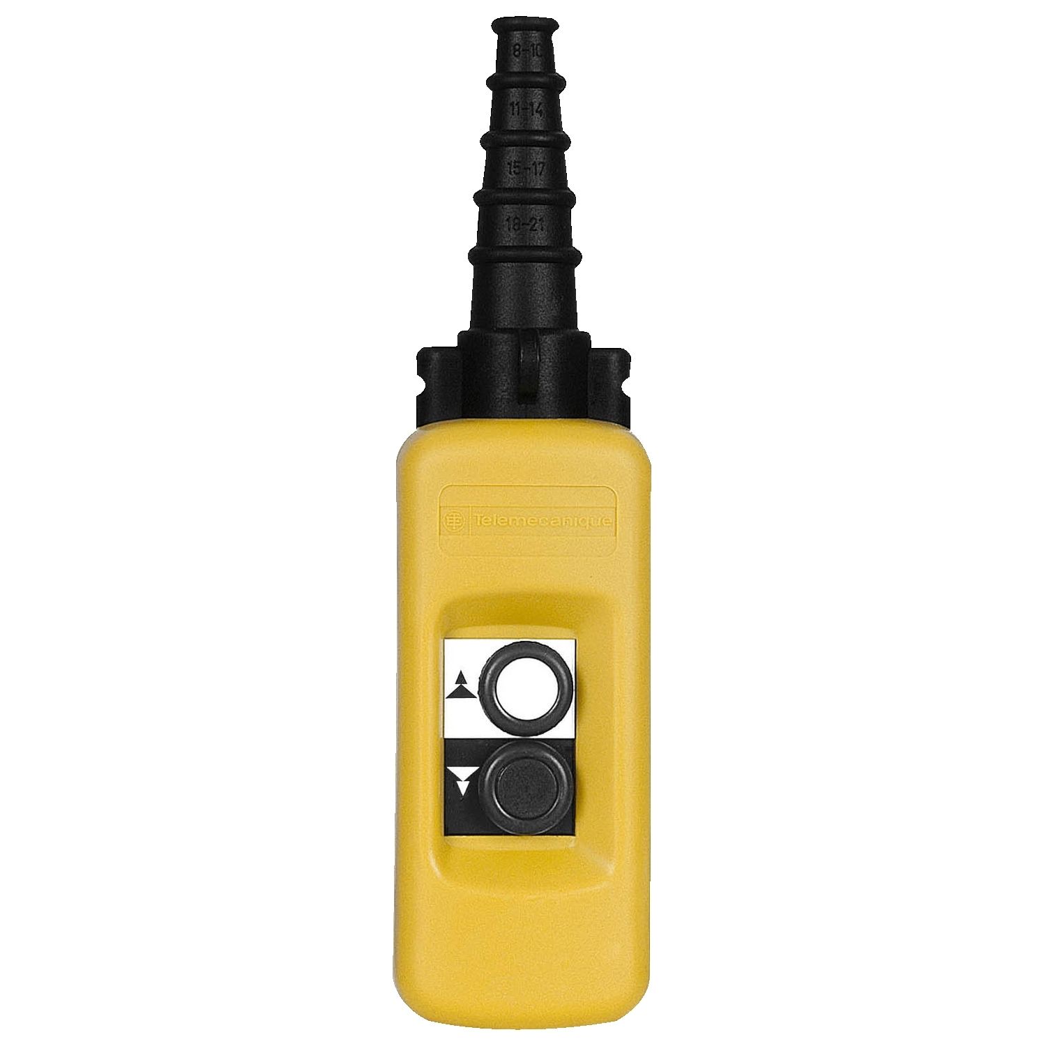 Picture of Pendant control station, Harmony XAC, plastic, yellow, 2 push buttons with 2NO+1NC