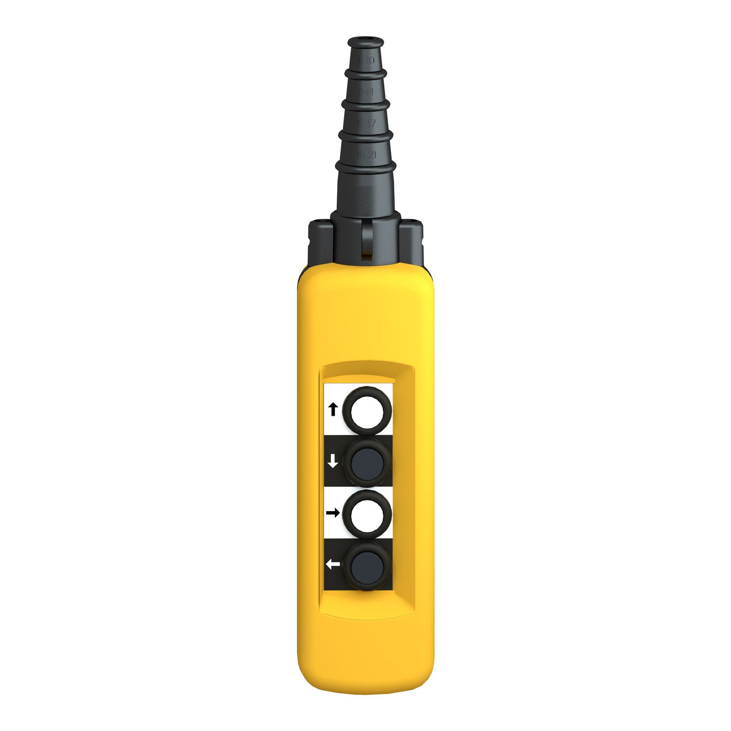 Picture of Pendant control station, Harmony XAC, plastic, yellow, 4 push buttons with NO+NC