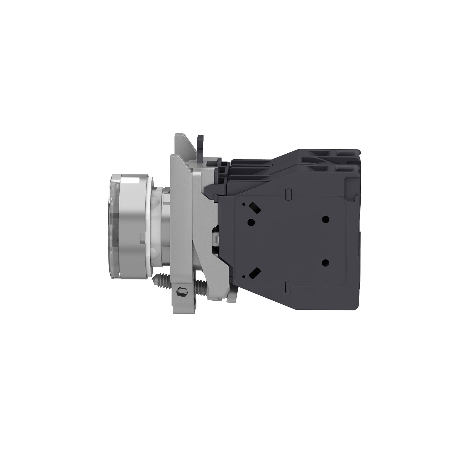 Picture of Complete illuminated push button, Harmony XB4 - ATEX D, metal, white flush, 22mm, spring return, booted, 1NO, 24...254V AC/DC