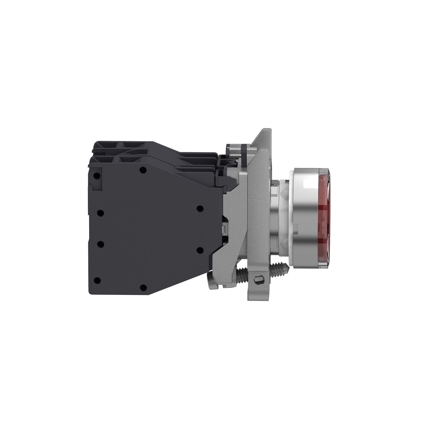 Picture of Complete illuminated push button, Harmony XB4 - ATEX D, metal, red flush, 22mm, spring return, booted, 1NC, 24...254V AC DC