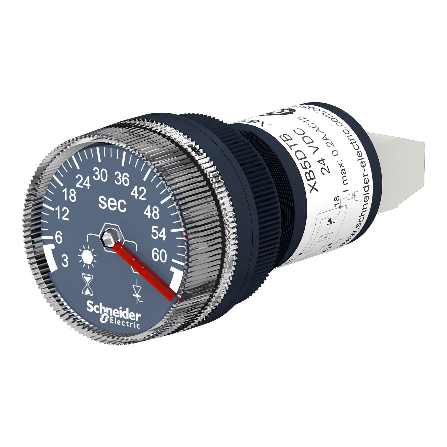 Picture of Panel mounted timer monofunction, Harmony XB5, plastic, 22mm, time delay 3...60s, 100...240V AC DC