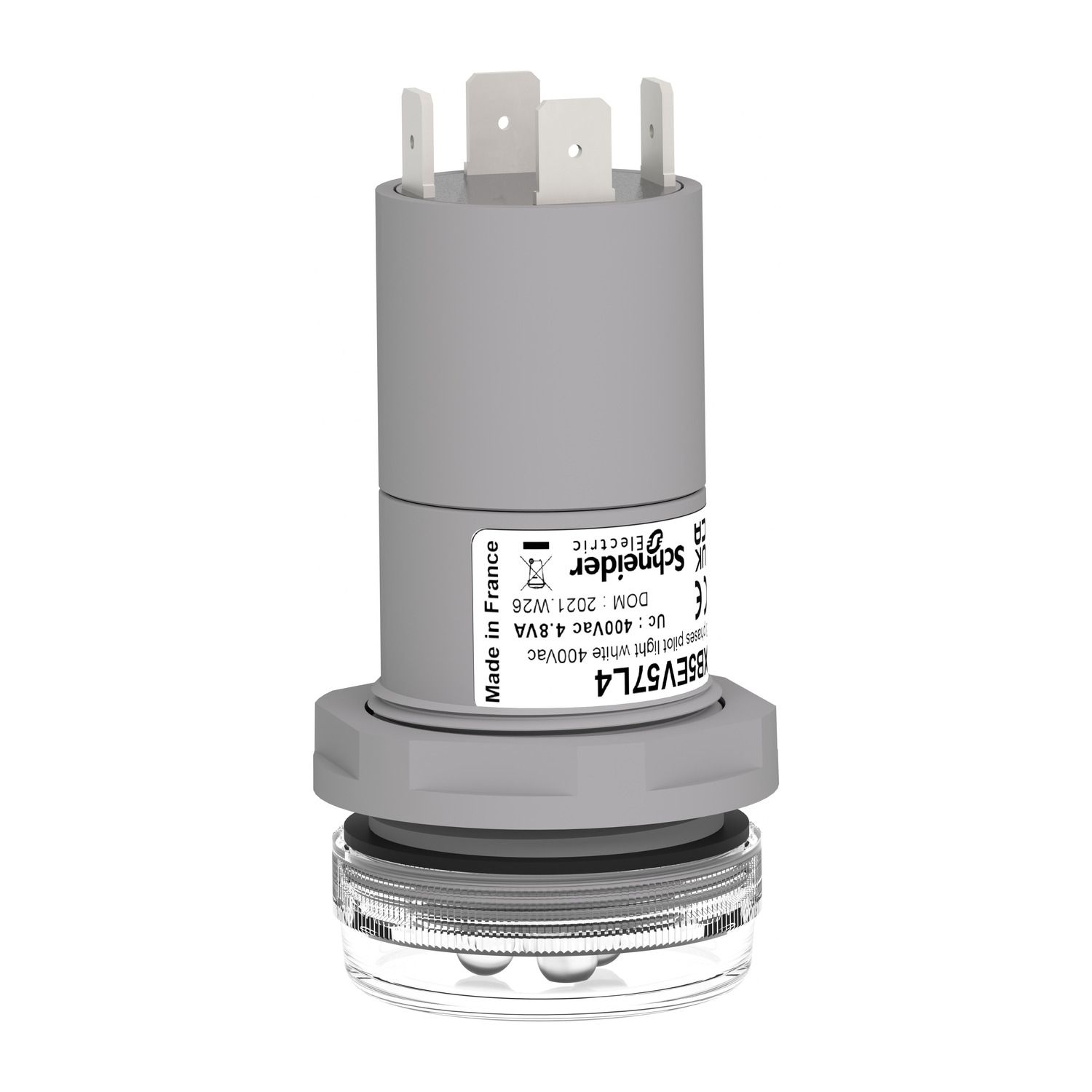 Picture of Monolithic pilot light, Harmony XB5, 3 phases Voltage, indicator with 3 LED, white, 400V AC