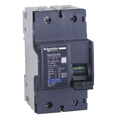 Picture of Miniature circuit breaker (MCB), Acti9 NG125LMA, 2P, 25A, MA curve, 50kA (IEC/EN 60947-2)
