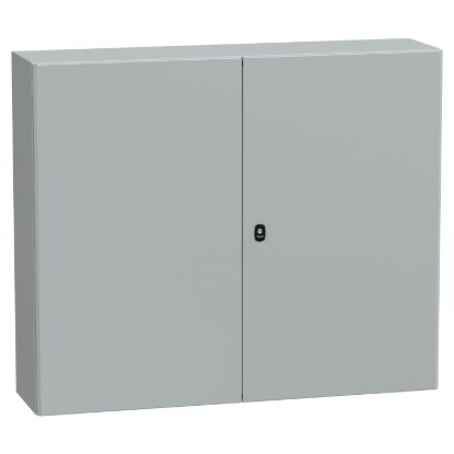 Picture of Wall mounted steel enclosure, Spacial S3D, double plain door, with mounting plate, 1000x1200x300mm, IP55, IK10