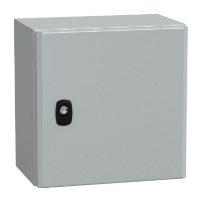 Picture of Wall mounted steel enclosure, Spacial S3D, plain door, with mounting plate, 300x300x200mm, IP66, IK10