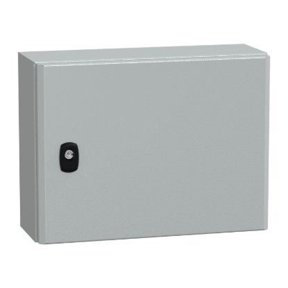 Picture of Wall mounted steel enclosure, Spacial S3D, plain door, with mounting plate, 300x400x150mm, IP66, IK10