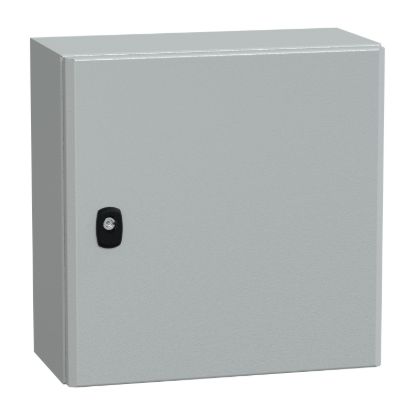 Picture of Wall mounted steel enclosure, Spacial S3D, plain door, with mounting plate, 400x400x200mm, IP66, IK10