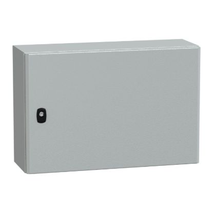 Picture of Wall mounted steel enclosure, Spacial S3D, plain door, with mounting plate, 400x600x200mm, IP66, IK10
