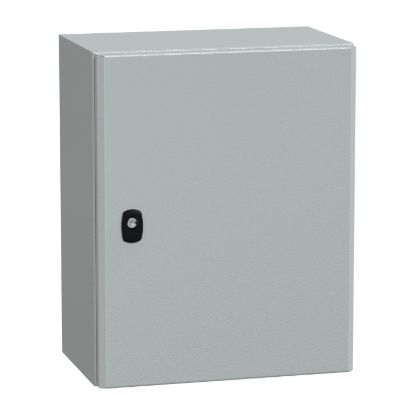 Picture of Wall mounted steel enclosure, Spacial S3D, plain door, with mounting plate, 500x400x250mm, IP66, IK10