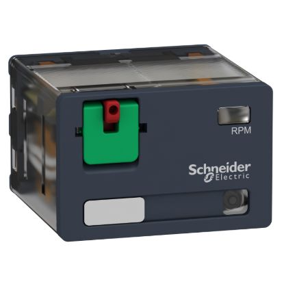 Picture of plug-in relay, Harmony electromechanical relays, 15A, 4CO, with LED, lockable test button, 24V AC