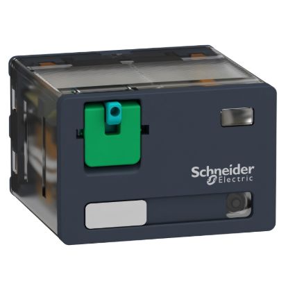 Picture of plug-in relay, Harmony electromechanical relays, 15A, 4CO, with LED, lockable test button, 24V DC