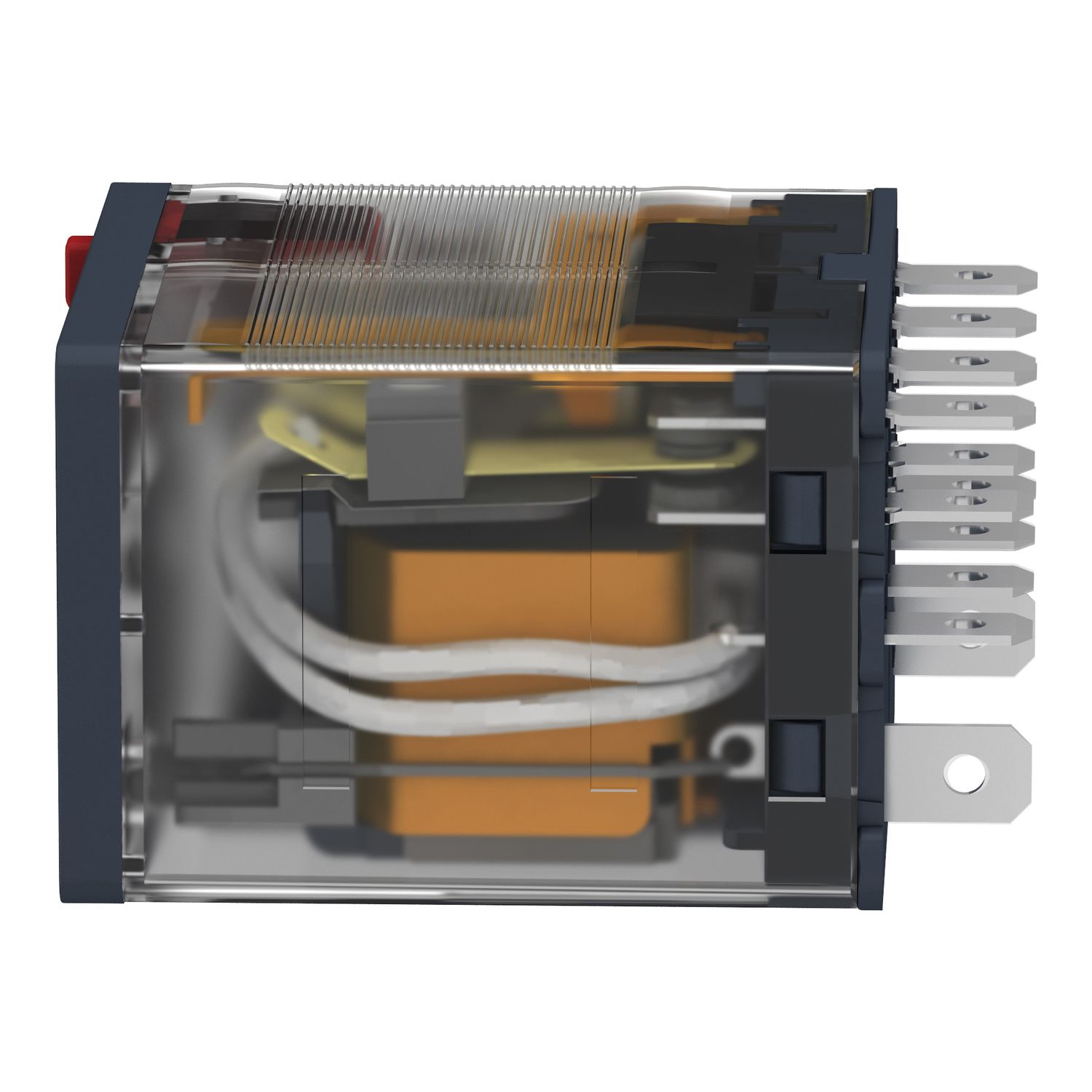 Picture of plug-in relay, Harmony electromechanical relays, 15A, 4CO, with LED, lockable test button, 120V AC