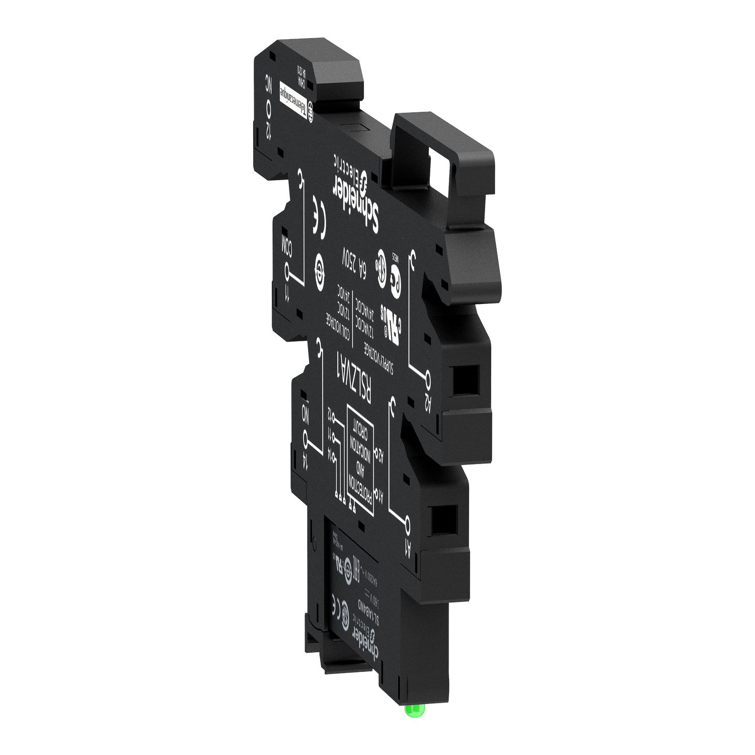 Picture of Slim interface relay pre assembled, Harmony Electromechanical Relays, 6A, 1CO, with LED, screw connectors, 24V AC DC