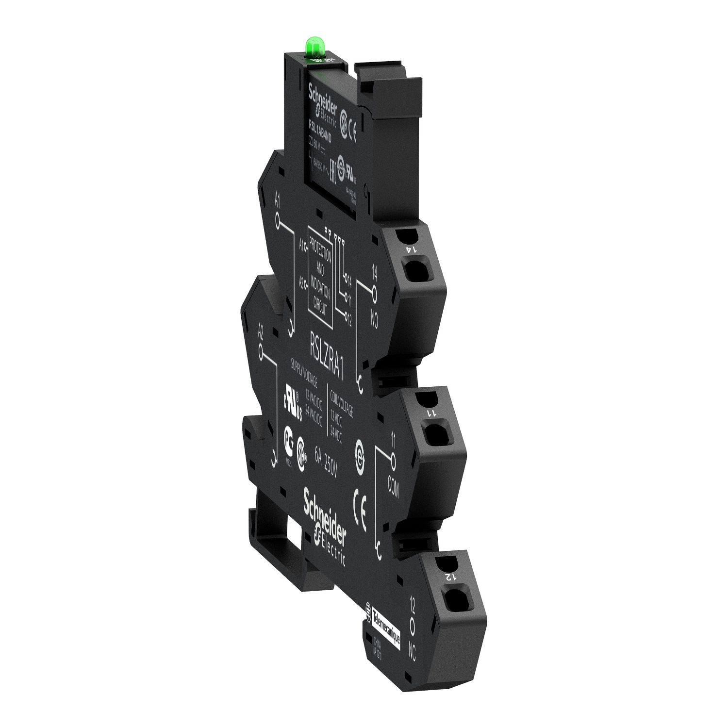 Picture of Slim interface relay pre assembled, Harmony Electromechanical Relays, 6A, 1CO, with LED, screw connectors, 48V AC DC
