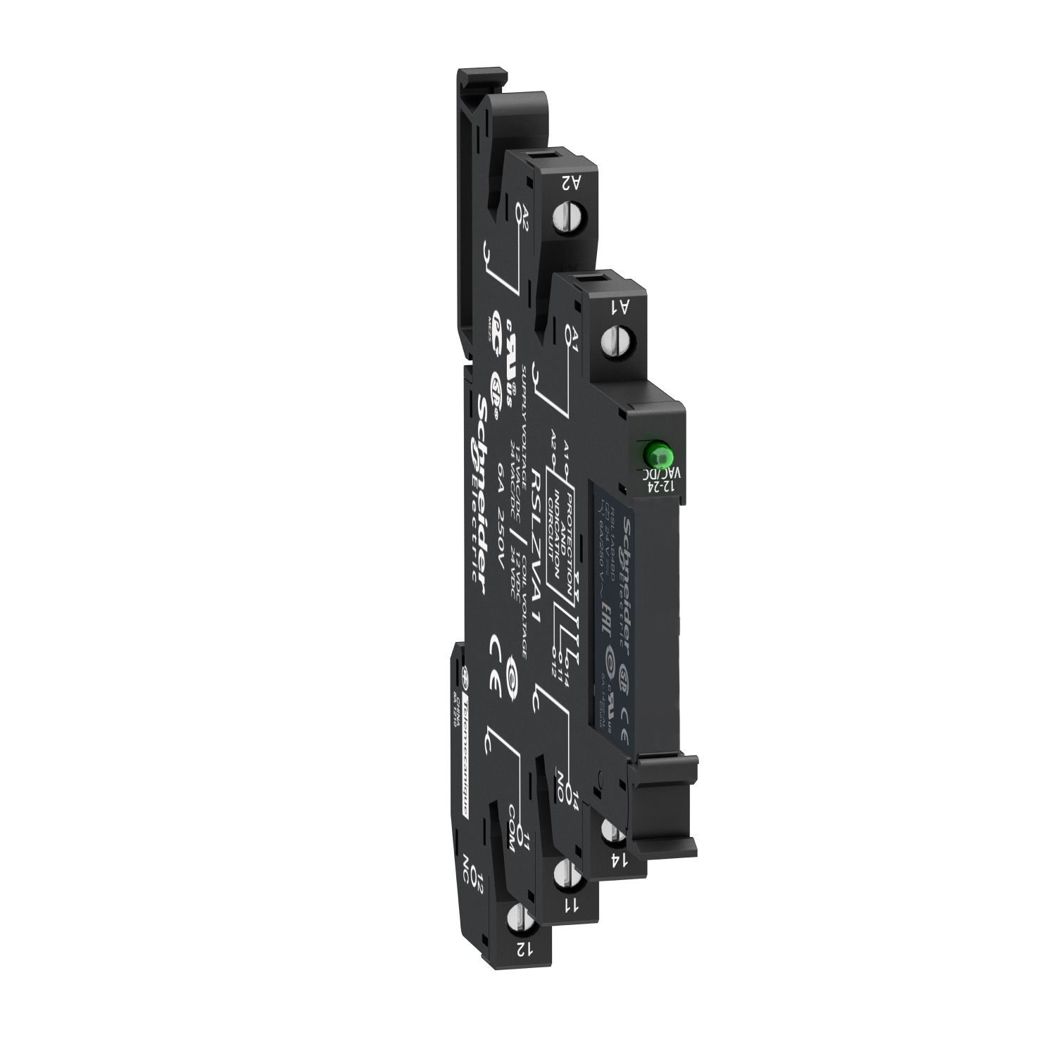 Picture of Slim interface relay pre assembled, Harmony Electromechanical Relays, 6A, 1CO, with LED, screw connectors, 12V AC DC