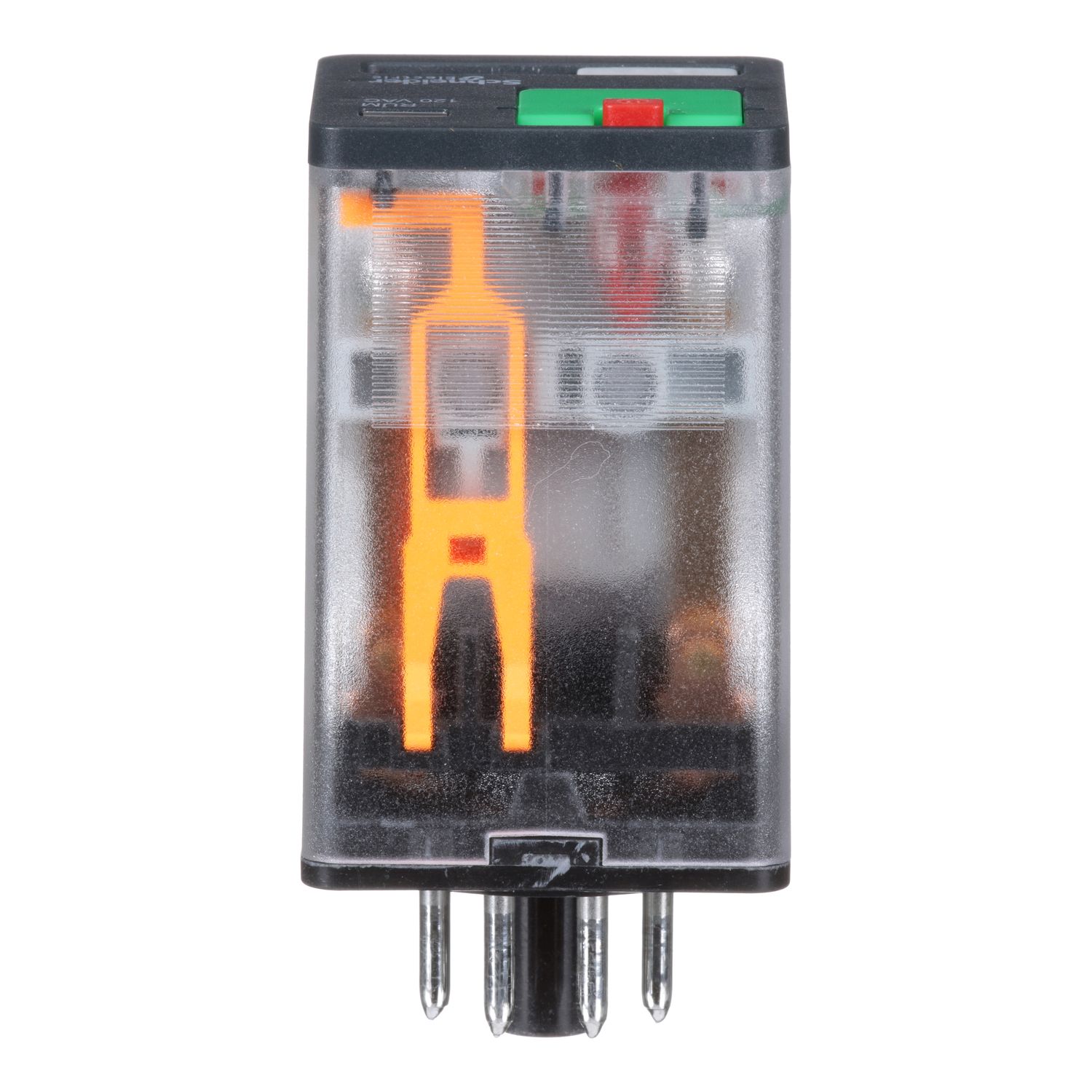 Picture of Universal plug in relay, Harmony Electromechanical Relays, 10A, 2CO, with LED, lockable test button, 120V AC