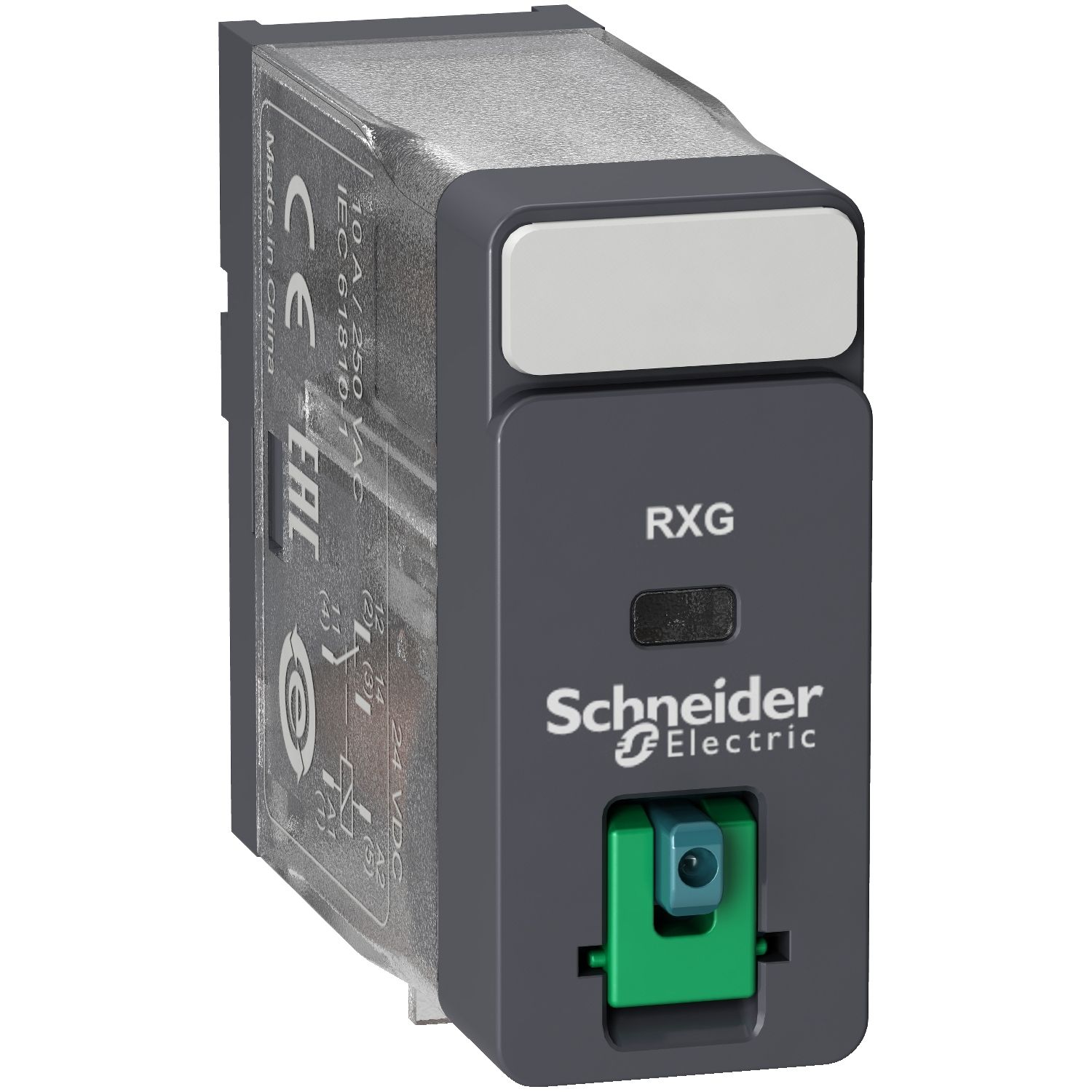 Picture of interface plug in relay, Harmony Electromechanical Relays, 10A, 1CO, lockable test but to n, 24V DC