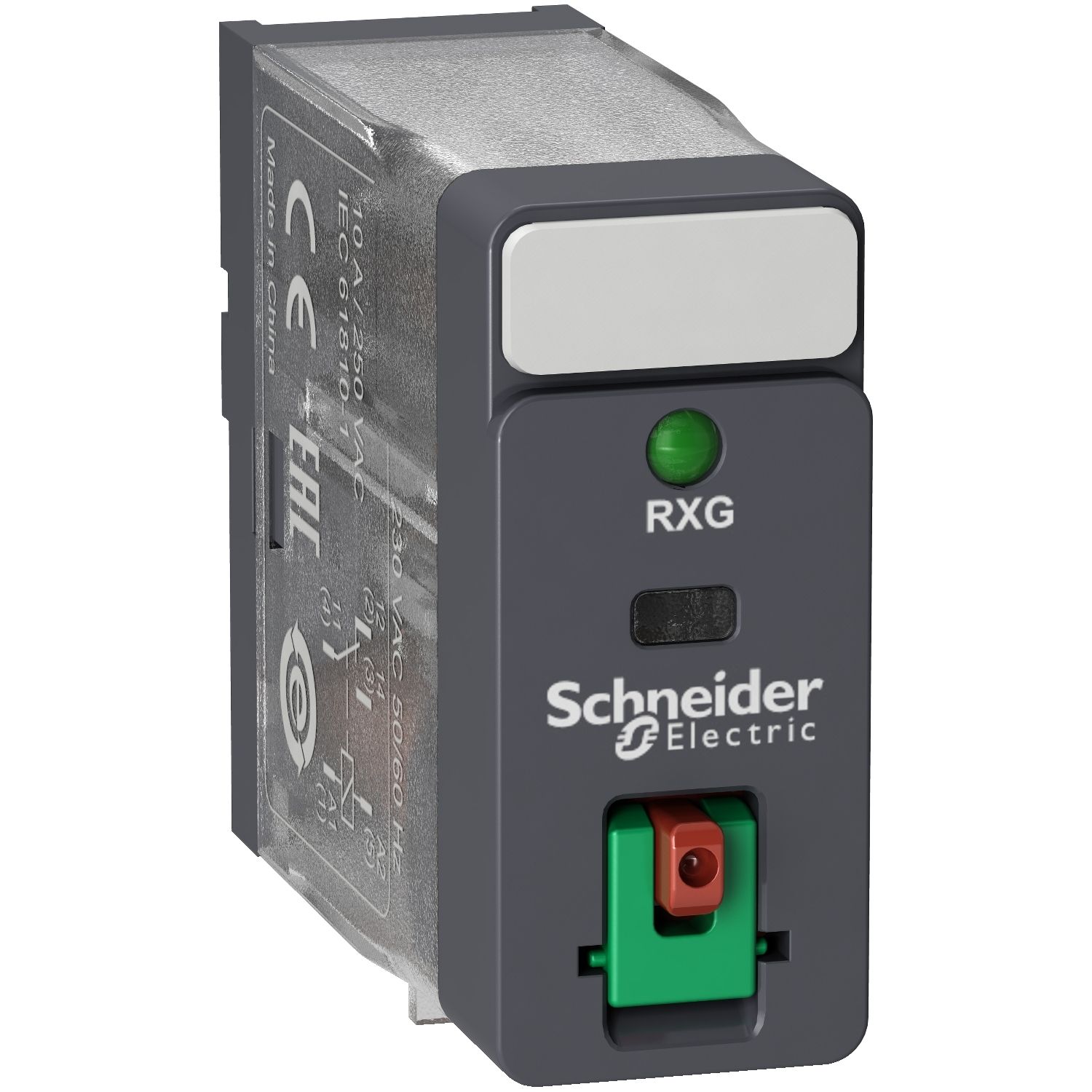 Picture of Interface plug in relay, Harmony Electromechanical Relays, 10A, 1CO, with LED, lockable test button, 230V AC