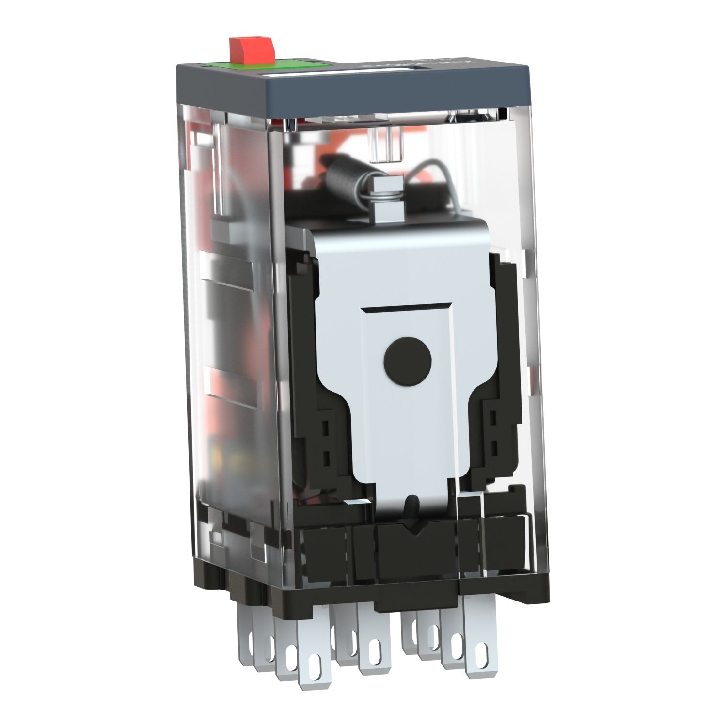 Picture of miniature plug in relay, Harmony Electromechanical Relays, 10A, 3CO, lockable test but to n, 24V AC