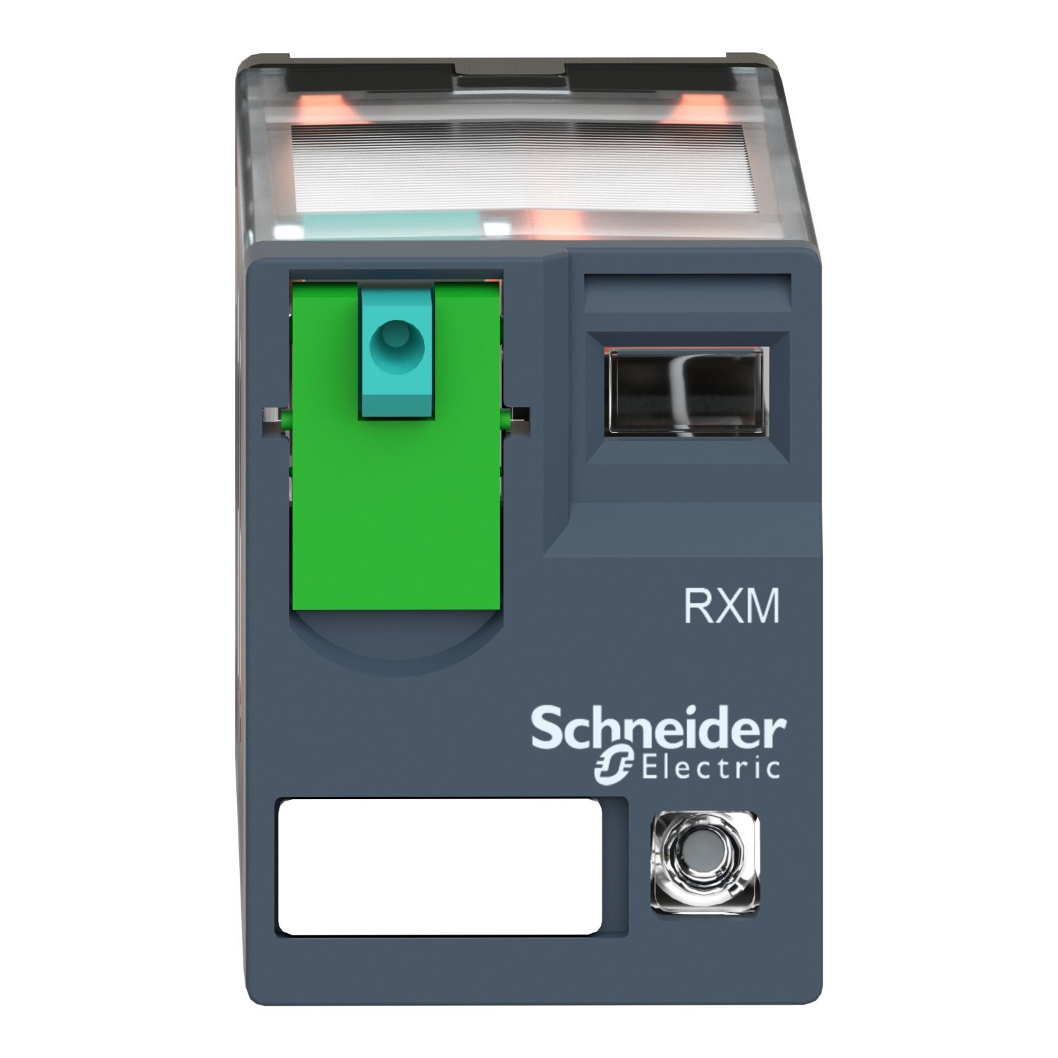 Picture of miniature plug in relay, Harmony Electromechanical Relays, 10A, 3CO, with LED, lockable test but to n, 110V DC
