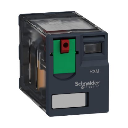 Picture of miniature plug in relay, Harmony Electromechanical Relays, 3A, 4CO, lockable test button, 230V AC