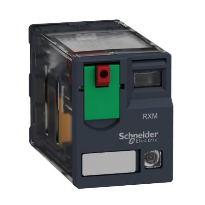 Picture of miniature plug in relay, Harmony Electromechanical Relays, 3A, 4CO, with LED, lockable test but to n, 230V AC
