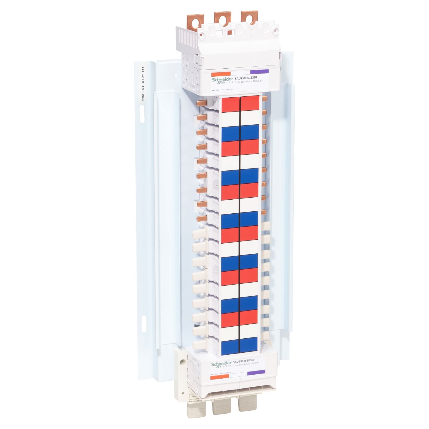 Picture of SAU Chassis, Acti9, 250A, 3Ph, 36 poles, 18mm for iC60 MCB and RCBO, dual feed