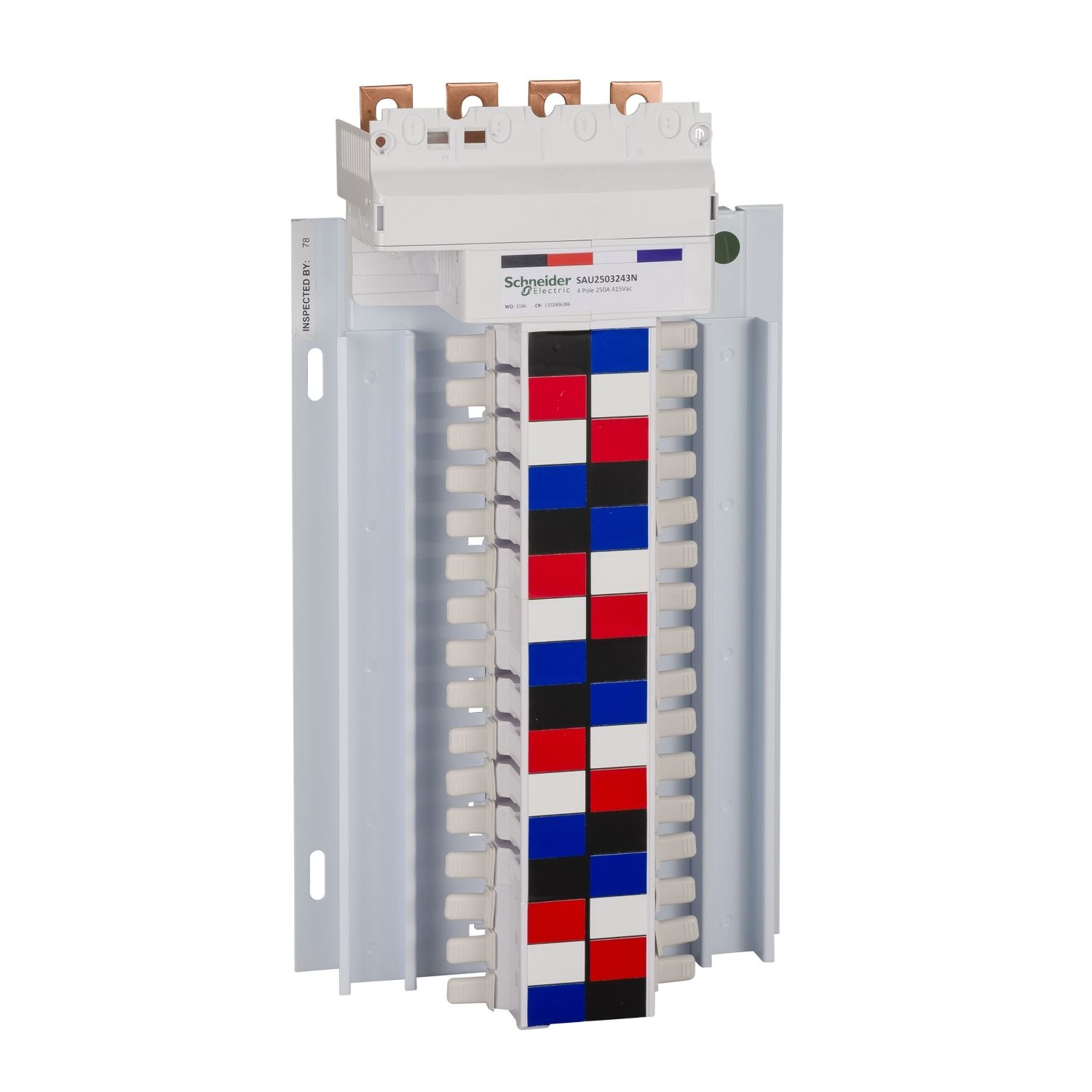 Picture of SAU Chassis, Acti9, 250A, 3Ph+N, 40 poles, 18mm for iC60 MCB and RCBO, top feed