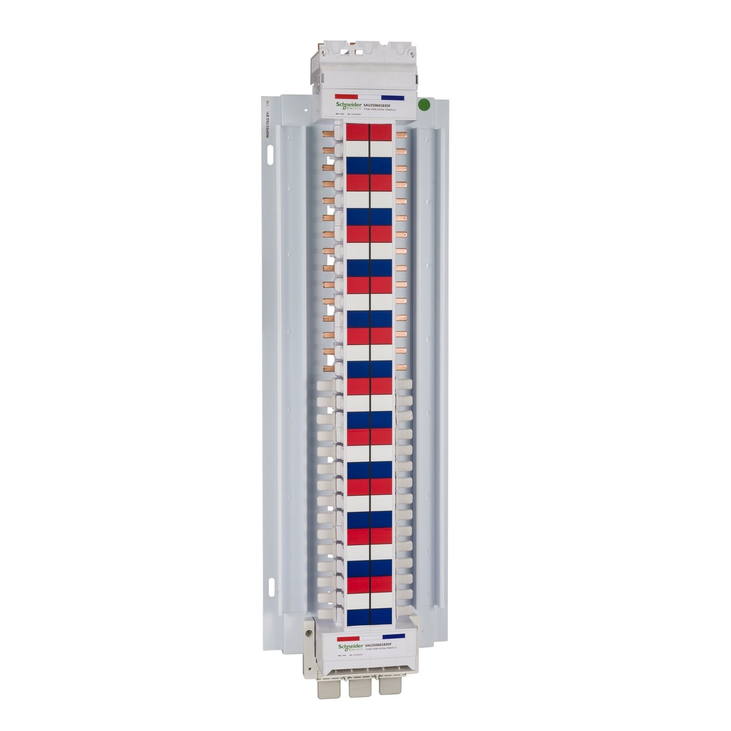 Picture of SAU Chassis, Acti9, 250A, 3Ph, 60 poles, 18mm for iC60 MCB and RCBO, dual feed