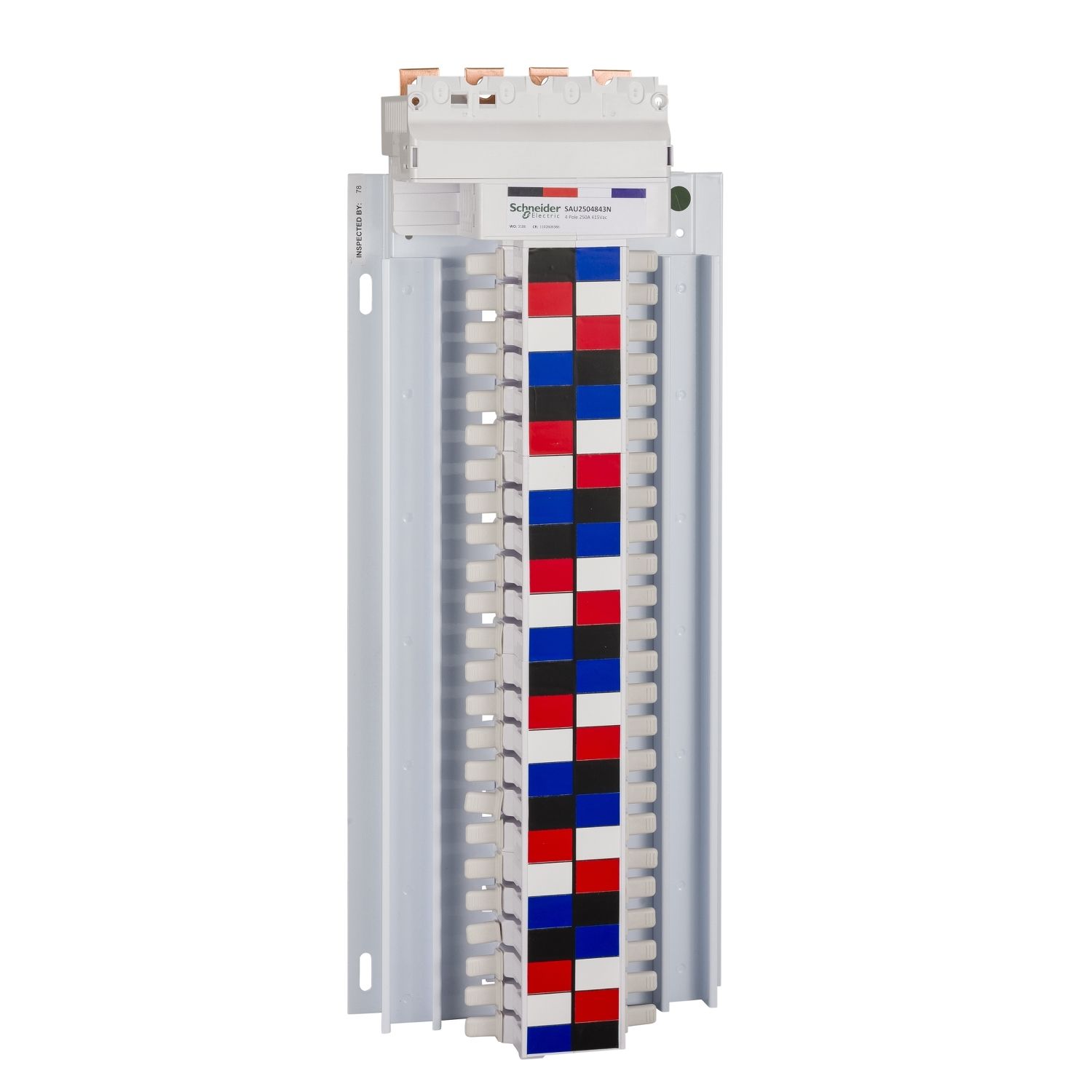 Picture of SAU Chassis, Acti9, 250A, 3Ph+N, 64 poles, 18mm for iC60 MCB and RCBO, top feed