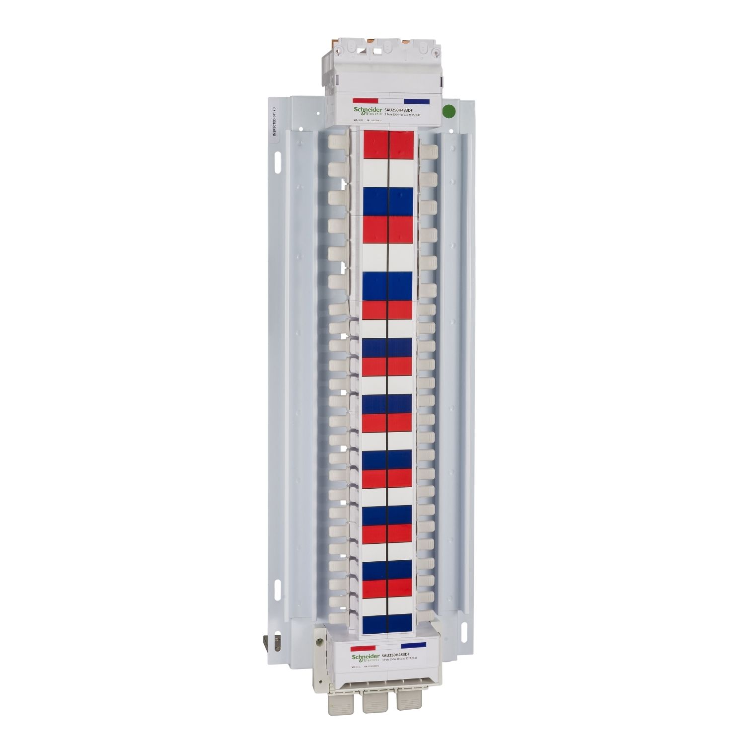 Picture of SAU hybrid Chassis, Acti9, 250A, 3Ph, 48 poles 18mm and 12 poles 27mm for MCB and RCBO, dual feed