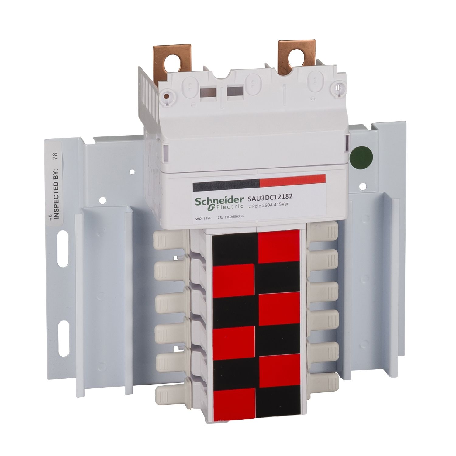 Picture of SAU Chassis, Acti9, 250A, 2Ph, 12 poles, 18mm for iC60 MCB and RCBO, top or bottom
