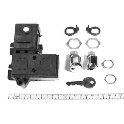 Picture of Locking kit, MasterPact NW, frame, spare part, circuit breaker locking, 2 locks with 1 key, with adaptation kit, RONIS keylock