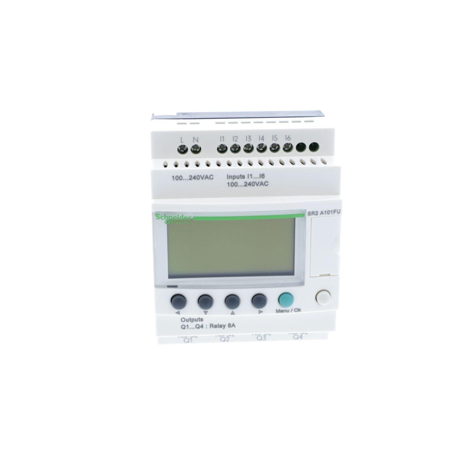 Picture of compact smart relay, Zelio Logic SR2 SR3, 10 IO, 100 to 240V AC, no clock, display